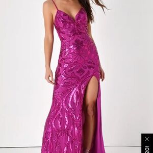 Lulus Magenta Sequin Mermaid Prom Dress